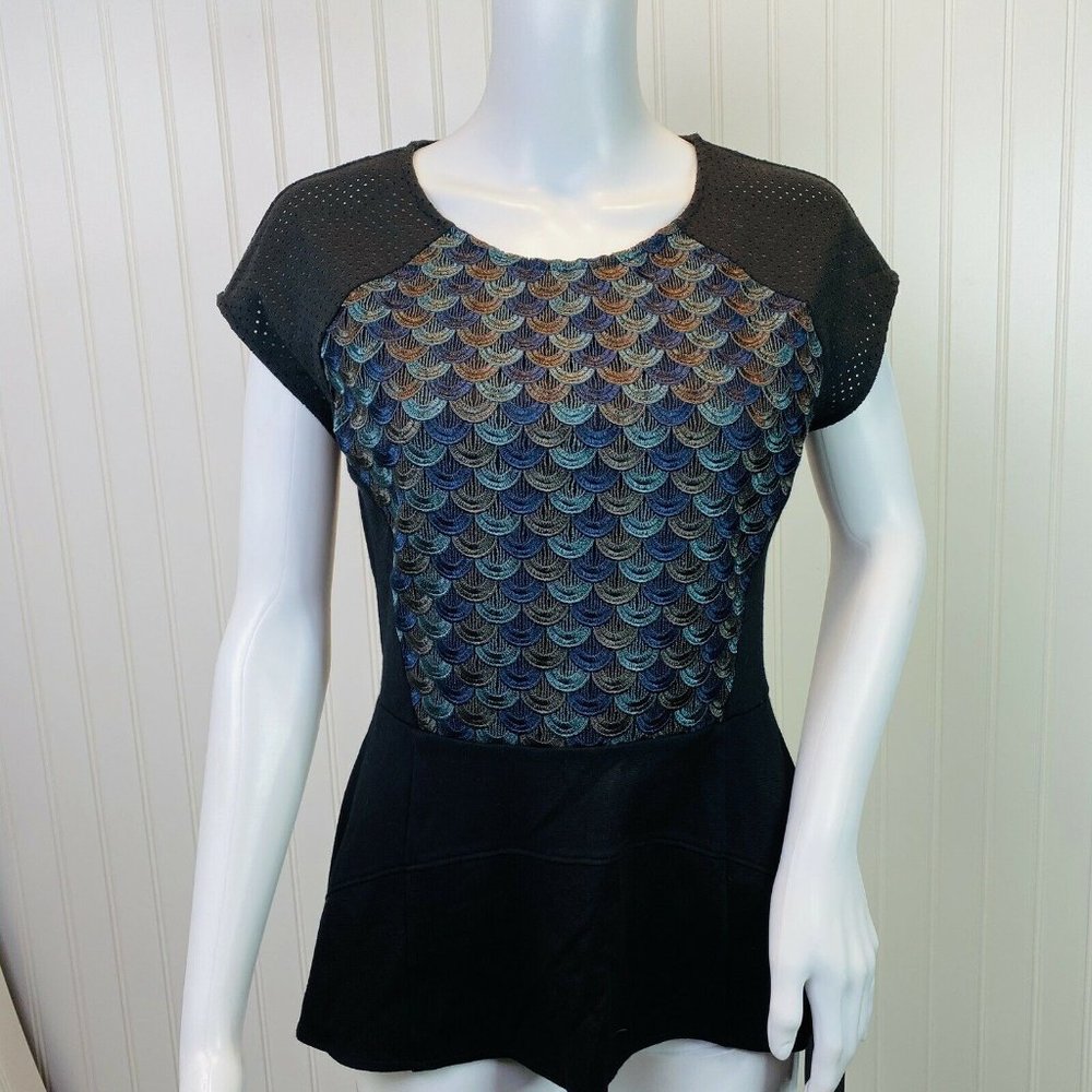 Anthropologie Weston Wear Top Black Peplum